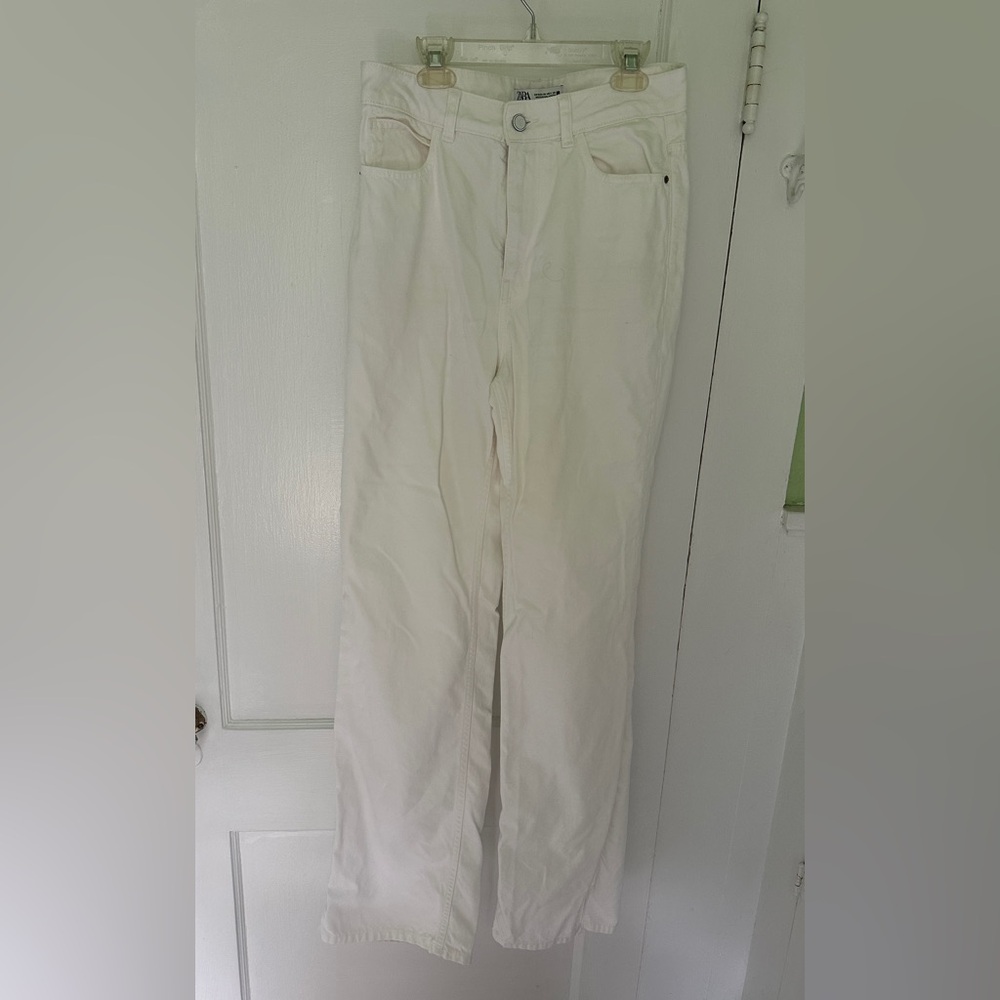 Zara Cream Straight Leg Jeans